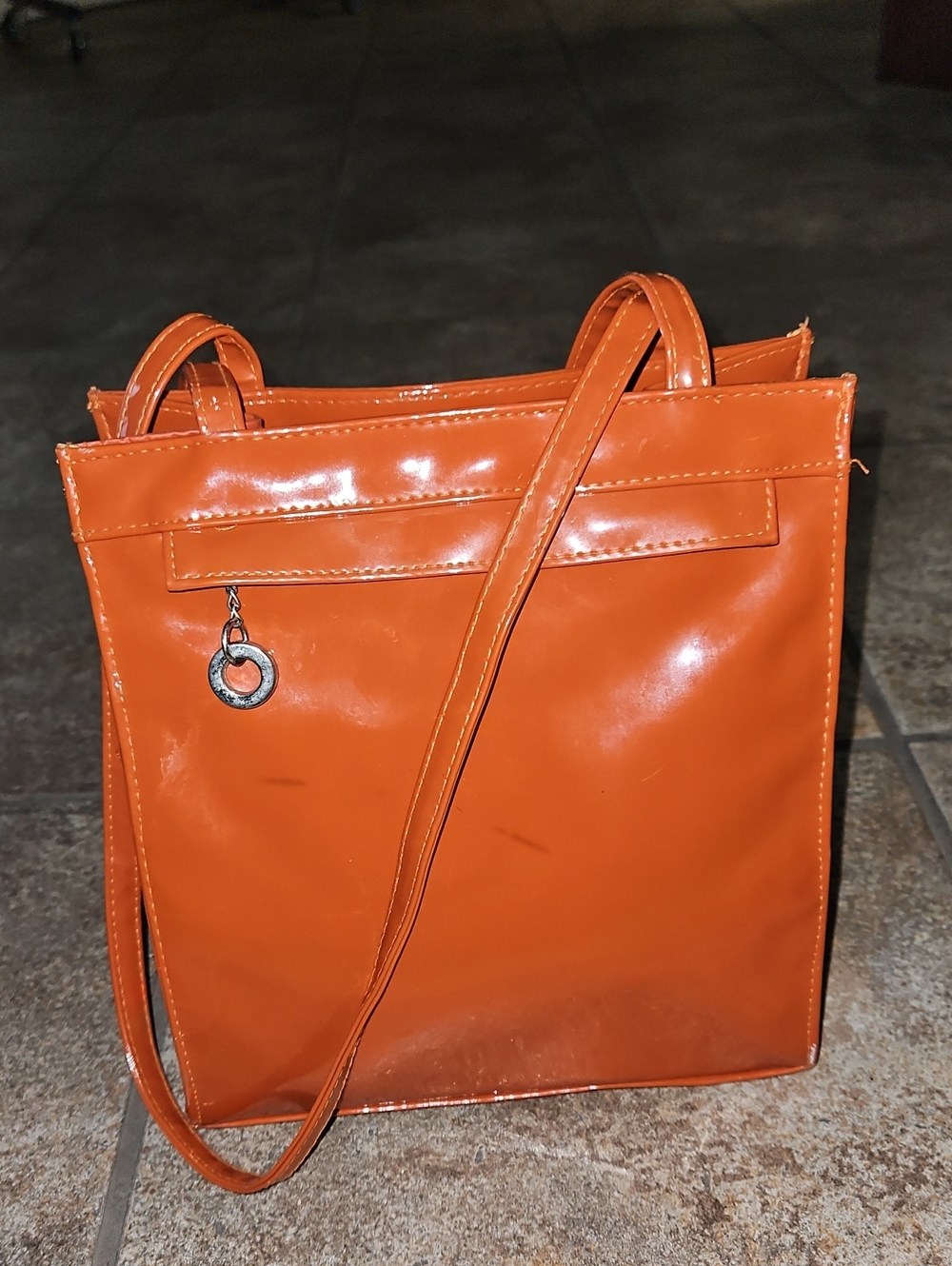 Chateau Women's Orange Patent Crossbody Tote